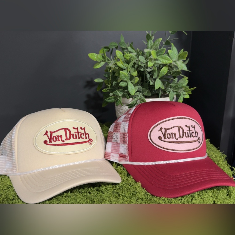 Inspired by Von Dutch Red and Cream Caps